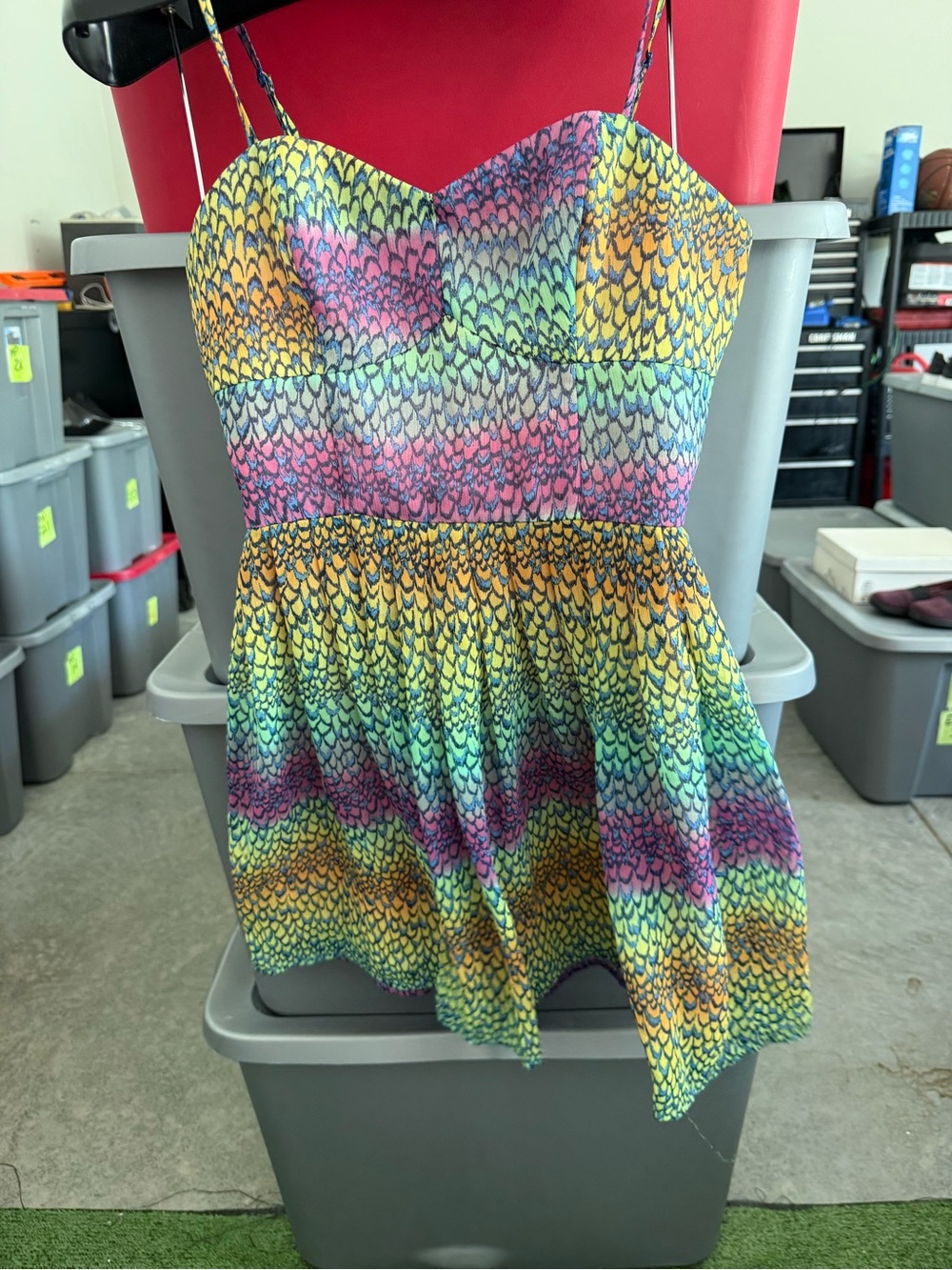 Multicolor Sleeveless Summer Dress - Rainbow Scale Print mp28